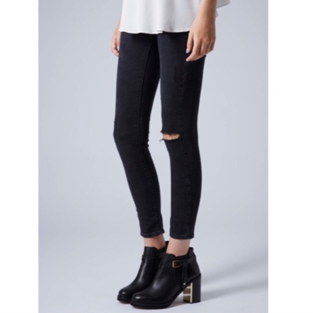 TOPSHOP mine leather buckled ankle boots